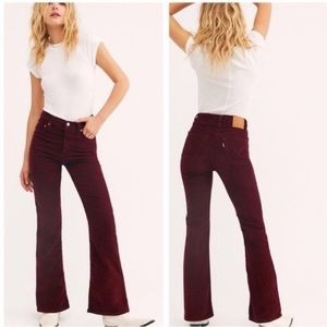 Levi's 30x30 Ribcage Flare corduroy Jeans in burgundy red premium 0216